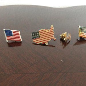 Set of 4 Flag USA pins Vintage